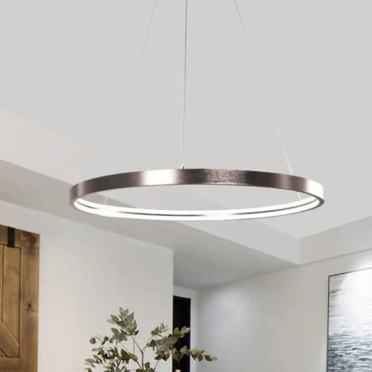 Circle Aluminum Chandelier Light - Polished Brown Led Pendant Lighting In Warm/White/Natural