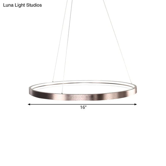 Circle Aluminum Chandelier Light - Polished Brown Led Pendant Lighting In Warm/White/Natural