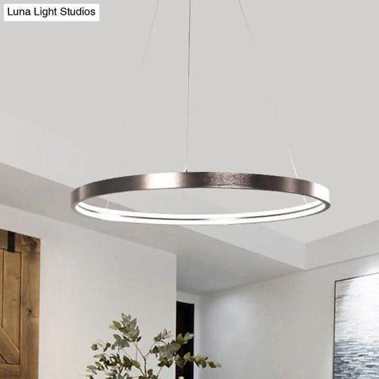 Modern Aluminum Chandelier Light - Polished Brown Led Pendant Lighting In Warm/White/Natural 16/23.5