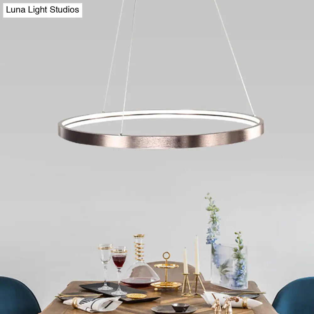 Modern Aluminum Chandelier Light - Polished Brown Led Pendant Lighting In Warm/White/Natural 16/23.5