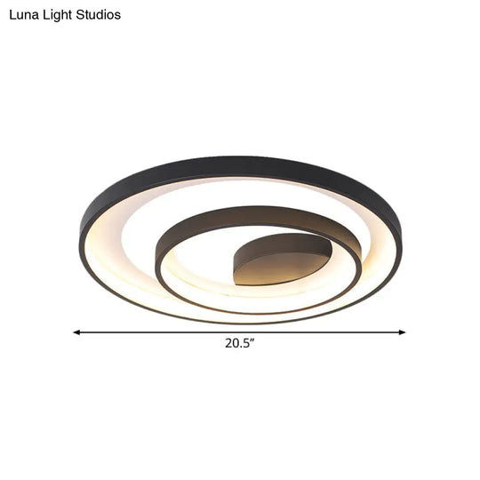 Circle Ceiling Lamp - Metallic Flush Mount Lighting In Black With Warm/White Led Light 16.5/20.5 W