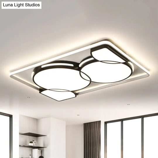 Circle Flushmount Led Light With Acrylic Modern Frame Warm Or White Black / 35.5