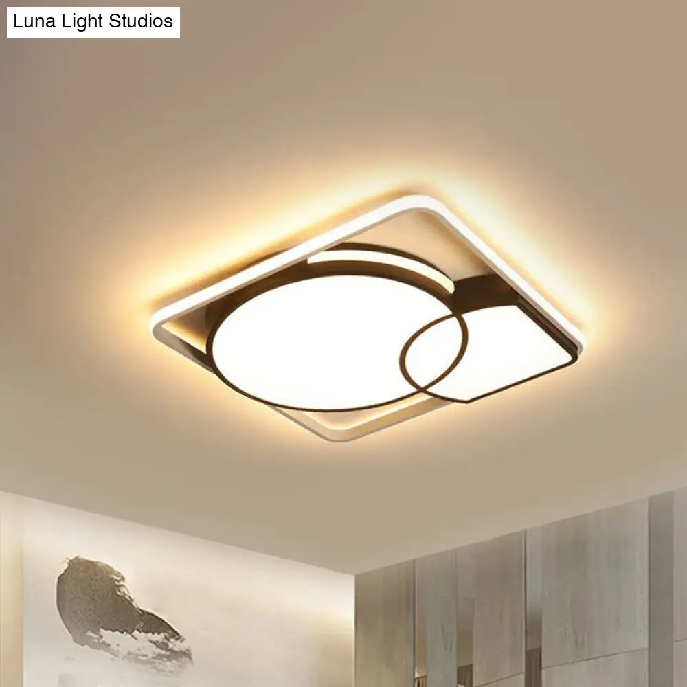 Circle Flushmount Led Light With Acrylic Modern Frame Warm Or White