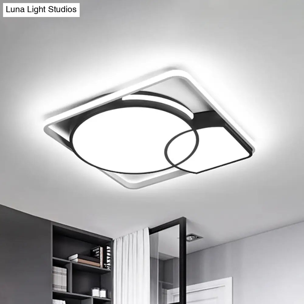 Circle Flushmount Led Light With Acrylic Modern Frame Warm Or White Black / 16