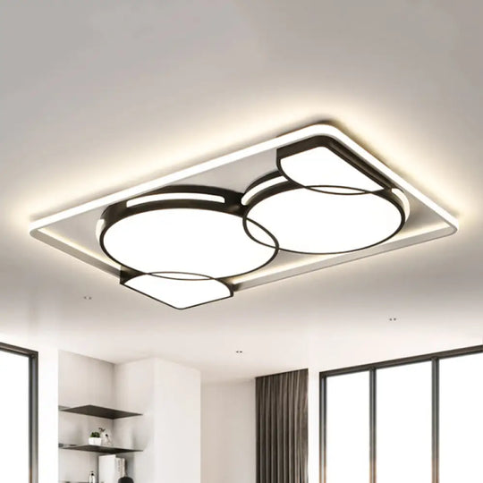 Circle Flushmount Led Light With Acrylic Modern Frame – Warm Or White Black / 35.5’