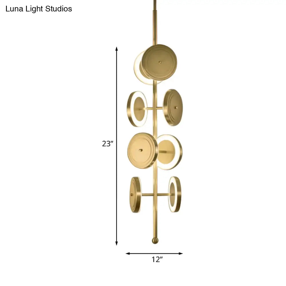 Postmodern Circle Hanging Led Chandelier In Gold - Bedroom Ceiling Light (8-Light 23/31.5 H)