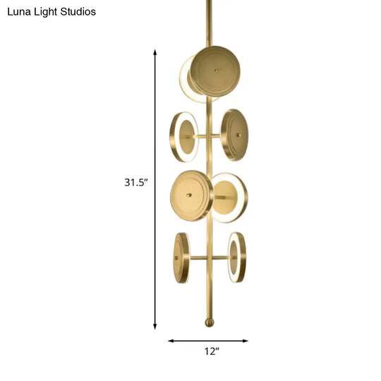 Postmodern Circle Hanging Led Chandelier In Gold - Bedroom Ceiling Light (8-Light 23/31.5 H)