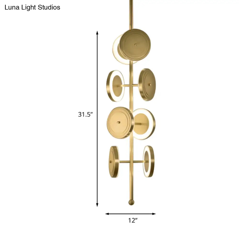 Circle Hanging Led Ceiling Chandelier In Gold With Metal Finish - 8-Light 23’/31.5’ Height