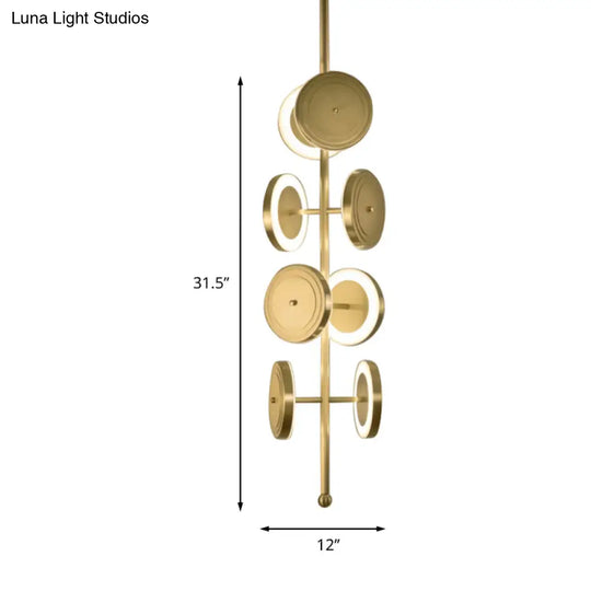 Circle Hanging Led Ceiling Chandelier In Gold With Metal Finish - 8-Light 23’/31.5’ Height