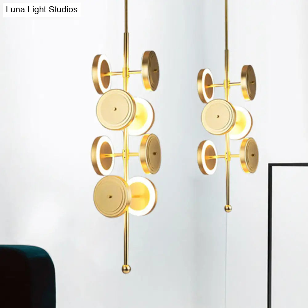 Postmodern Circle Hanging Led Chandelier In Gold - Bedroom Ceiling Light (8-Light 23/31.5 H)