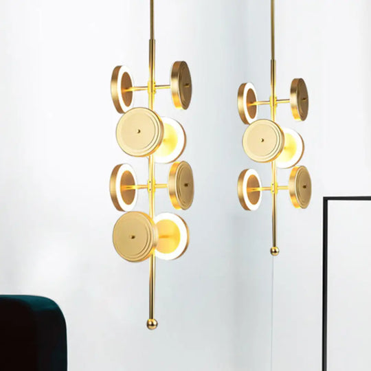 Circle Hanging Led Ceiling Chandelier In Gold With Metal Finish - 8-Light 23’/31.5’ Height