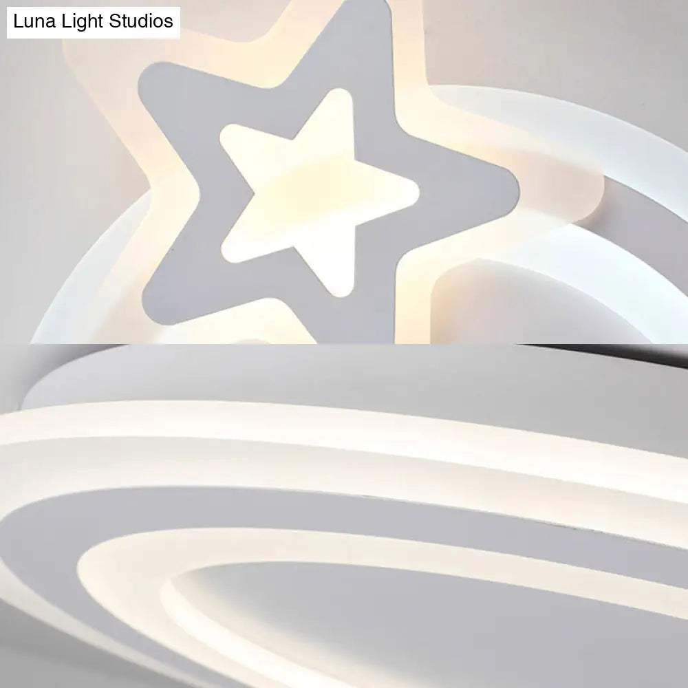 Circle Led Flush Mount Light - Simple Style With Star Acrylic Design Ceiling Lamp For Kindergarten