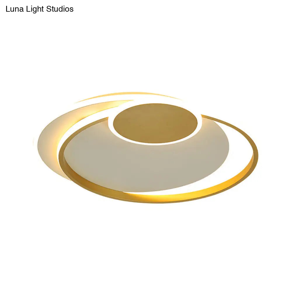 Circle Metal Flushmount Ceiling Light: 16.5/20.5 Wide Led Gold In Warm/White/3 Color For Bedroom