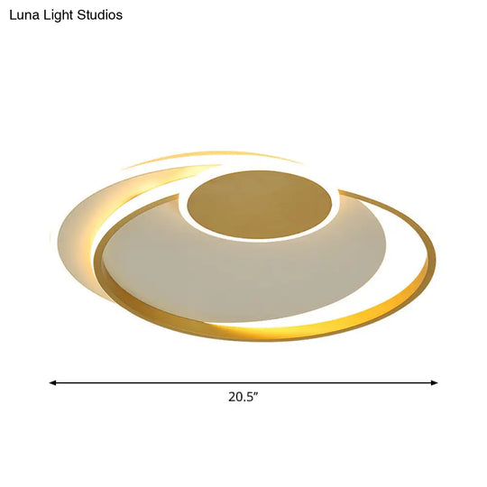 Circle Metal Flushmount Ceiling Light: 16.5’/20.5’ Wide Led Gold In Warm/White/3 Color For Bedroom