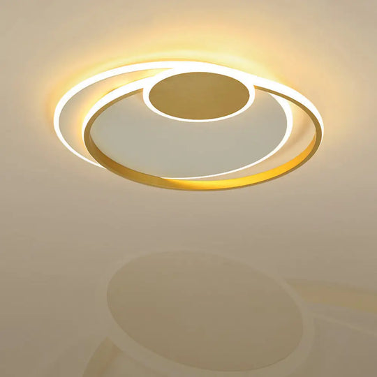 Circle Metal Flushmount Ceiling Light: 16.5’/20.5’ Wide Led Gold In Warm/White/3 Color For
