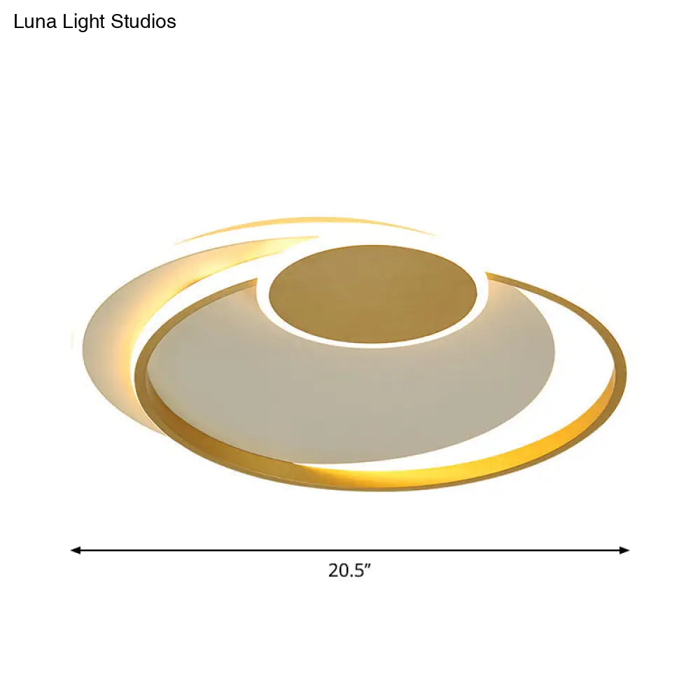Circle Metal Flushmount Ceiling Light: 16.5/20.5 Wide Led Gold In Warm/White/3 Color For Bedroom