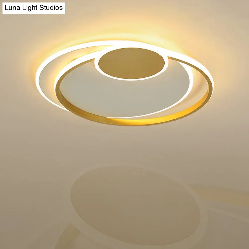 Circle Metal Flushmount Ceiling Light: 16.5/20.5 Wide Led Gold In Warm/White/3 Color For Bedroom /