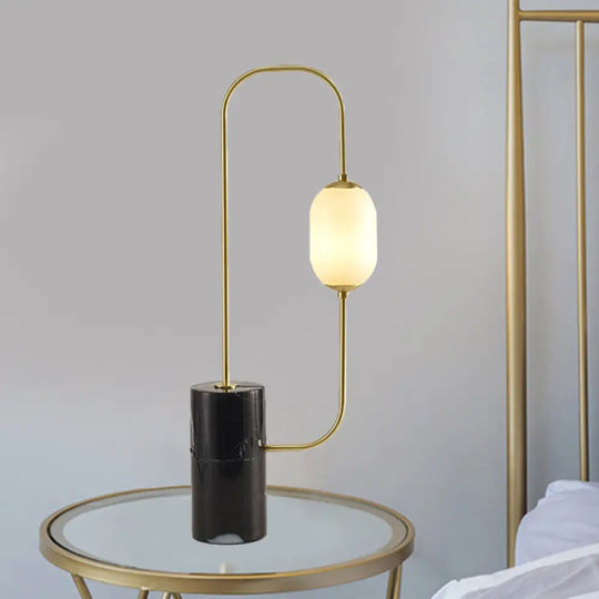 Circuit Nightstand Lamp Designer Matte Glass Single Black And Gold Table Lighting With Cylinder