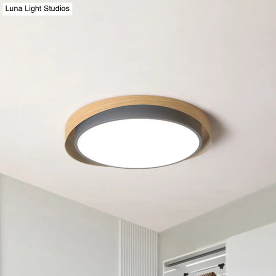 Circular Ceiling Light Macaron Metal Blue/Grey And Beige Led Flush Mount Fixture For Child Bedroom
