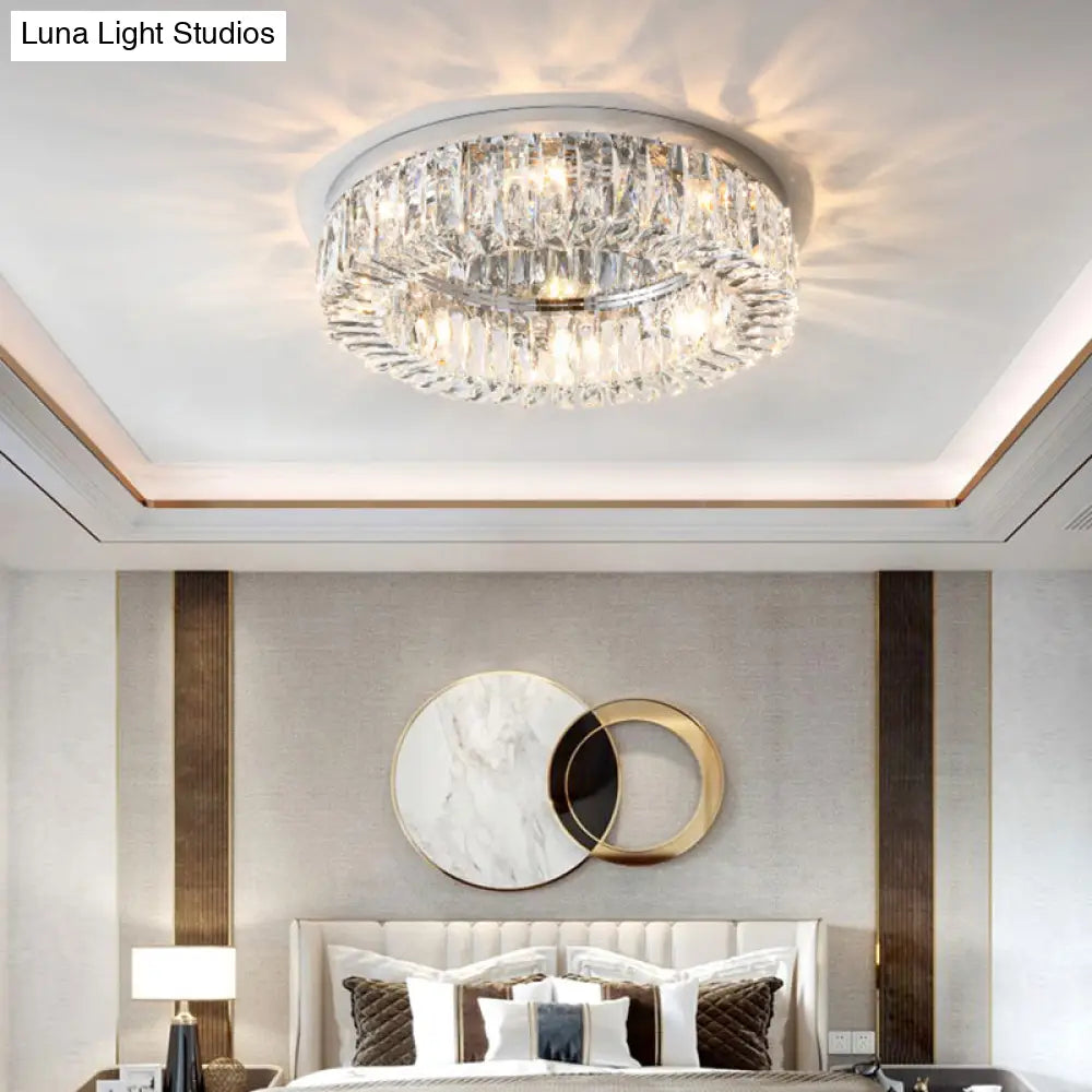 Circular Crystal Ceiling Light Fixture For Modern Living Room - Flush - Mount Design