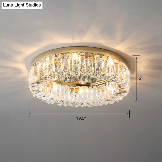 Circular Crystal Ceiling Light Fixture For Modern Living Room - Flush-Mount Design Gold / 19.5