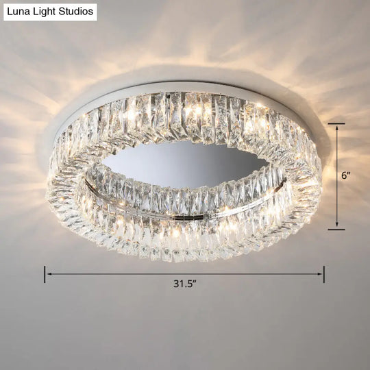 Circular Crystal Ceiling Light Fixture For Modern Living Room - Flush-Mount Design Silver / 31.5