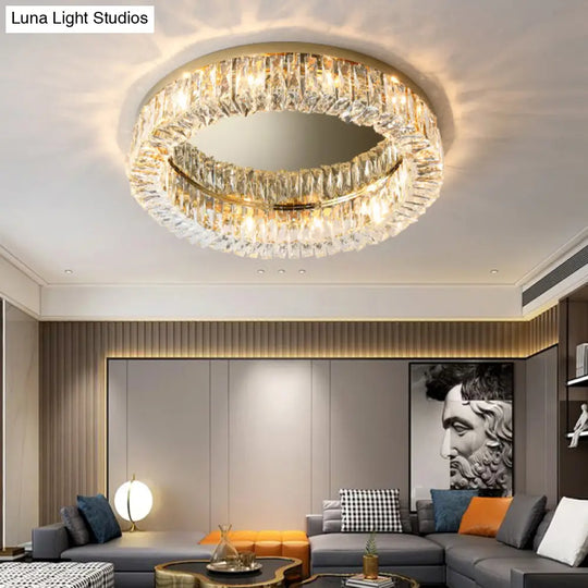 Circular Crystal Ceiling Light Fixture For Modern Living Room - Flush - Mount Design