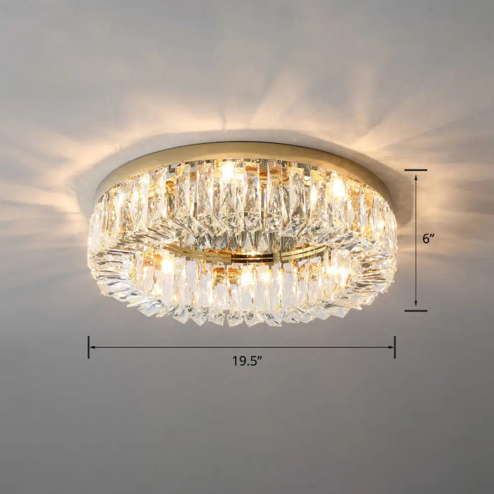 Circular Crystal Ceiling Light Fixture For Modern Living Room - Flush - Mount Design Gold / 19.5’