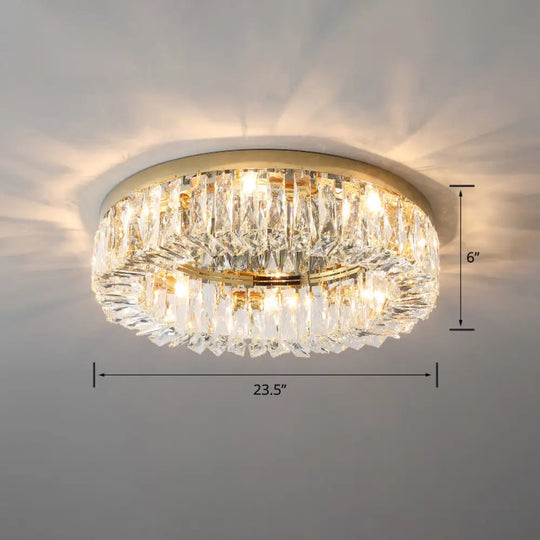 Circular Crystal Ceiling Light Fixture For Modern Living Room - Flush - Mount Design Gold / 23.5’