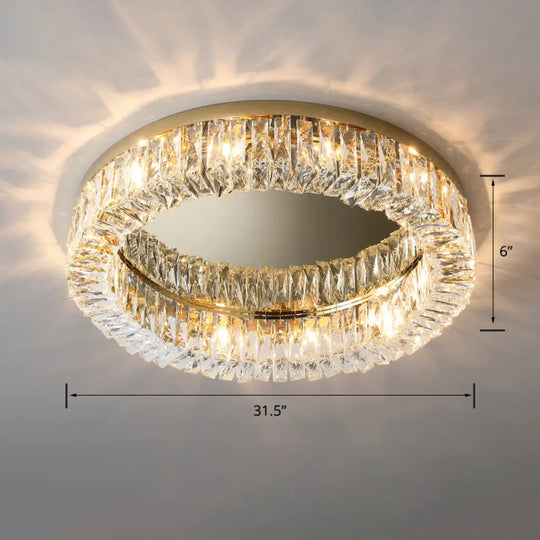 Circular Crystal Ceiling Light Fixture For Modern Living Room - Flush - Mount Design Gold / 31.5’