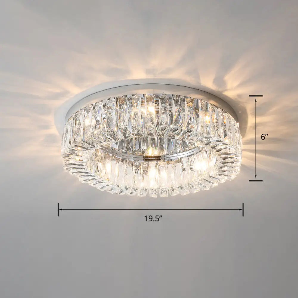 Circular Crystal Ceiling Light Fixture For Modern Living Room - Flush - Mount Design Silver / 19.5’