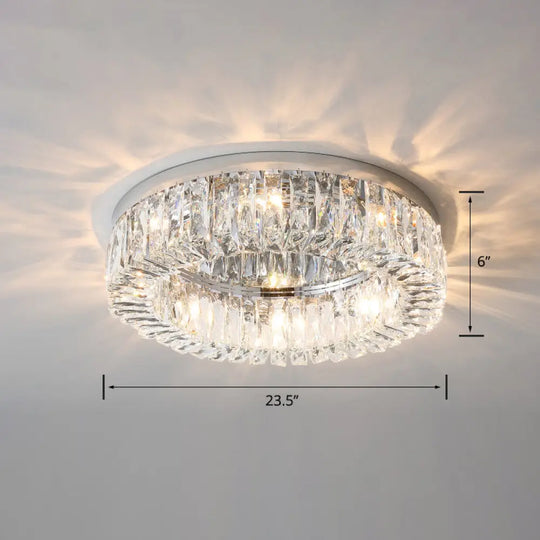 Circular Crystal Ceiling Light Fixture For Modern Living Room - Flush - Mount Design Silver / 23.5’