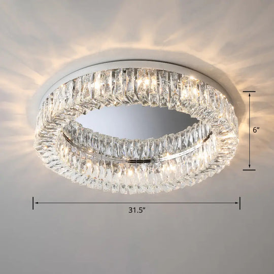 Circular Crystal Ceiling Light Fixture For Modern Living Room - Flush - Mount Design Silver / 31.5’