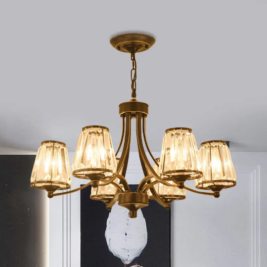 Circular Crystal Chandelier Lamp: Elegant Hanging Light For Bedrooms With Gold/Black Touches -