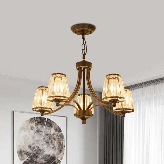 Circular Crystal Chandelier Lamp: Elegant Hanging Light For Bedrooms With Gold/Black Touches -