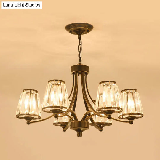 Circular Crystal Chandelier Lamp: Elegant Hanging Light For Bedrooms With Gold/Black Touches -