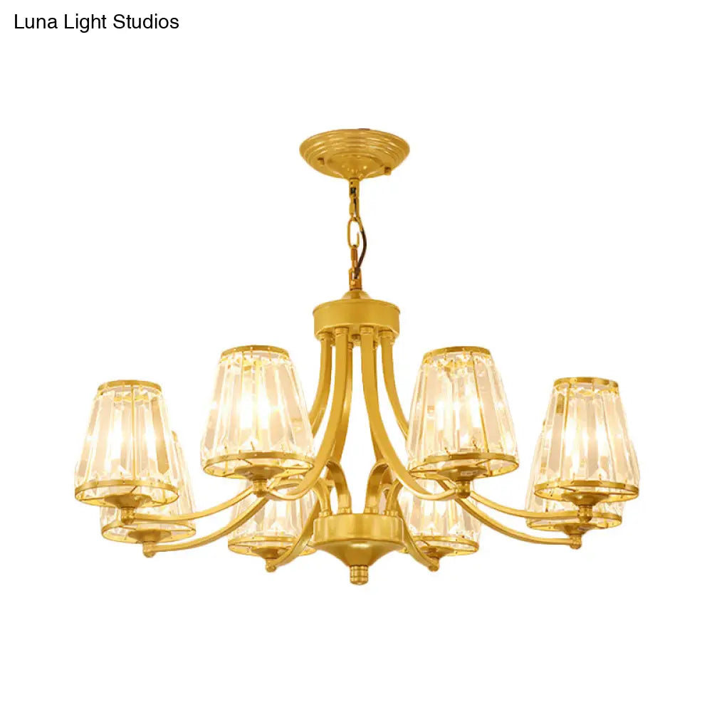 Circular Crystal Chandelier Lamp: Elegant Hanging Light For Bedrooms With Gold/Black Touches -