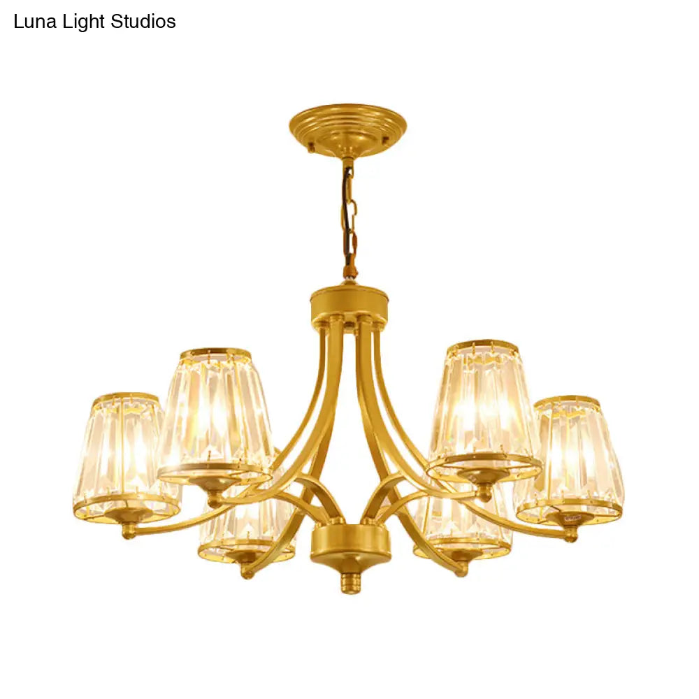 Circular Crystal Chandelier Lamp: Elegant Hanging Light For Bedrooms With Gold/Black Touches -