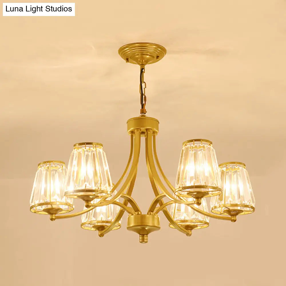 Circular Crystal Chandelier Lamp: Elegant Hanging Light For Bedrooms With Gold/Black Touches -