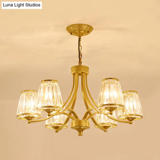 Circular Crystal Chandelier Lamp: Elegant Hanging Light For Bedrooms With Gold/Black Touches -