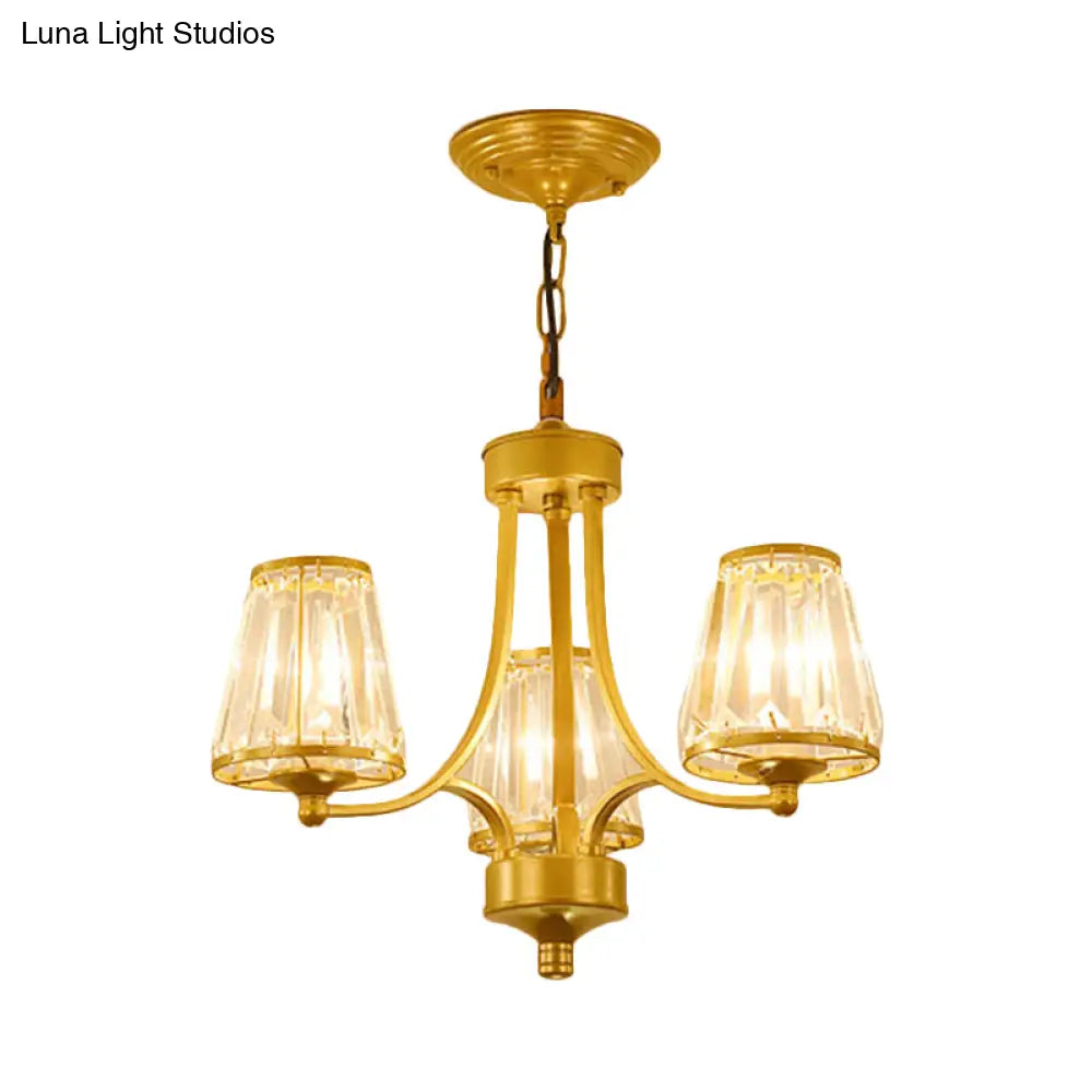 Circular Crystal Chandelier Lamp: Elegant Hanging Light For Bedrooms With Gold/Black Touches -