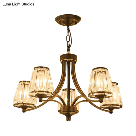 Circular Crystal Chandelier Lamp: Elegant Hanging Light For Bedrooms With Gold/Black Touches -