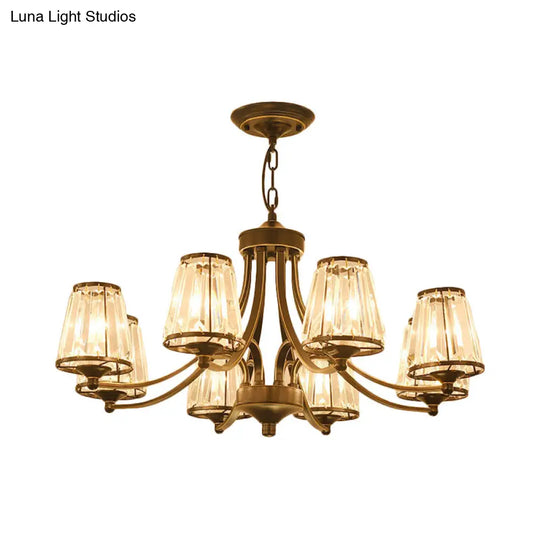 Circular Crystal Chandelier Lamp: Elegant Hanging Light For Bedrooms With Gold/Black Touches -