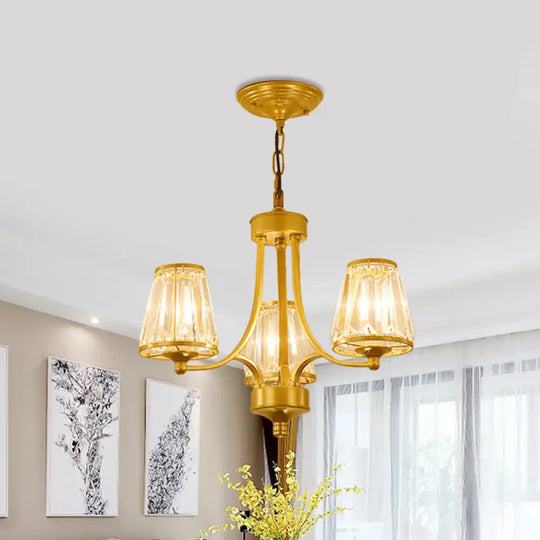 Circular Crystal Chandelier Lamp: Elegant Hanging Light For Bedrooms With Gold/Black Touches -