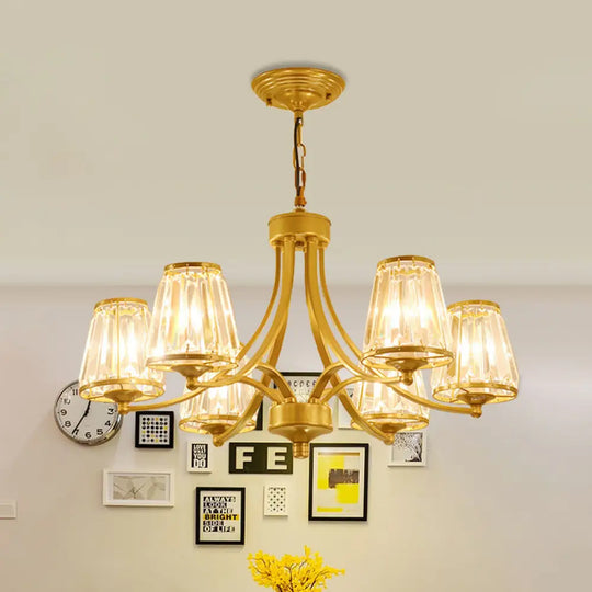 Circular Crystal Chandelier Lamp: Elegant Hanging Light For Bedrooms With Gold/Black Touches -