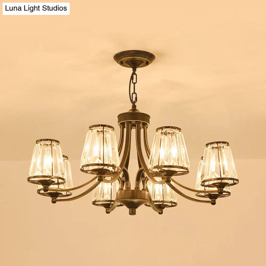 Circular Crystal Chandelier Lamp: Elegant Hanging Light For Bedrooms With Gold/Black Touches -