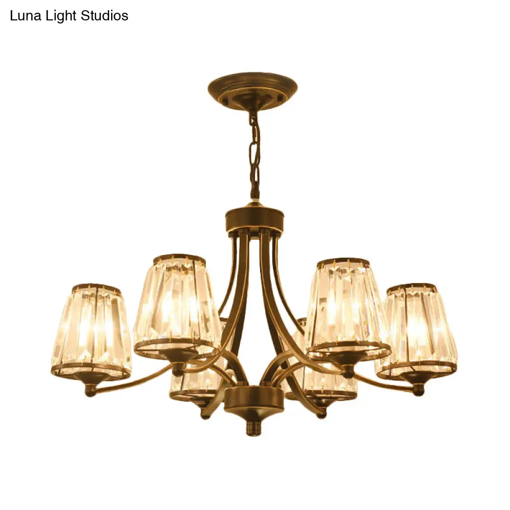 Circular Crystal Chandelier Lamp: Elegant Hanging Light For Bedrooms With Gold/Black Touches -