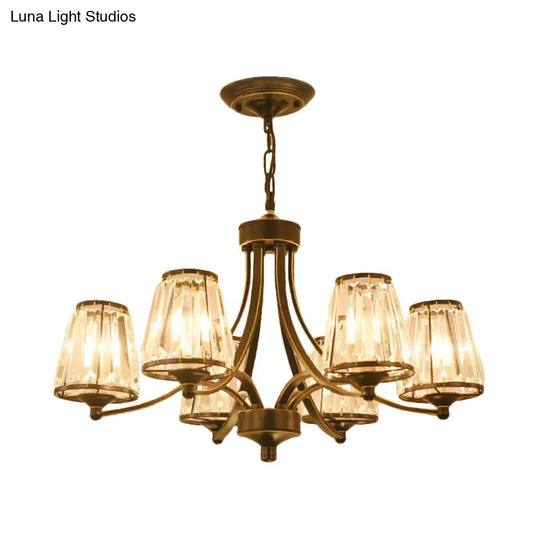 Circular Crystal Chandelier Lamp: Elegant Hanging Light For Bedrooms With Gold/Black Touches -