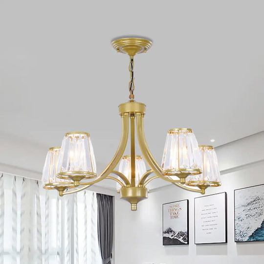 Circular Crystal Chandelier Lamp: Elegant Hanging Light For Bedrooms With Gold/Black Touches -