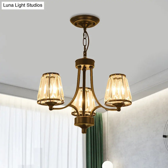 Circular Crystal Chandelier Lamp: Elegant Hanging Light For Bedrooms With Gold/Black Touches -